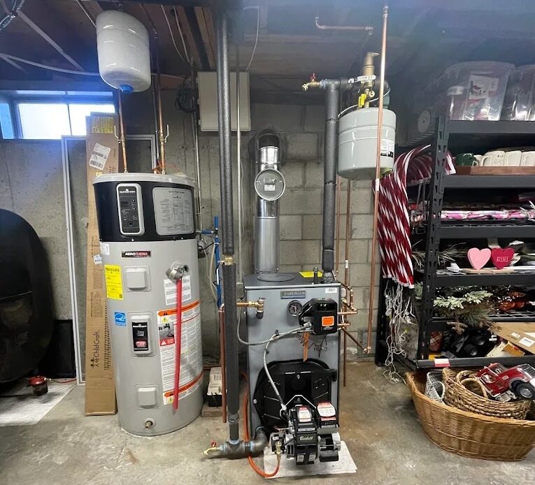 Furnace and boiler in basement